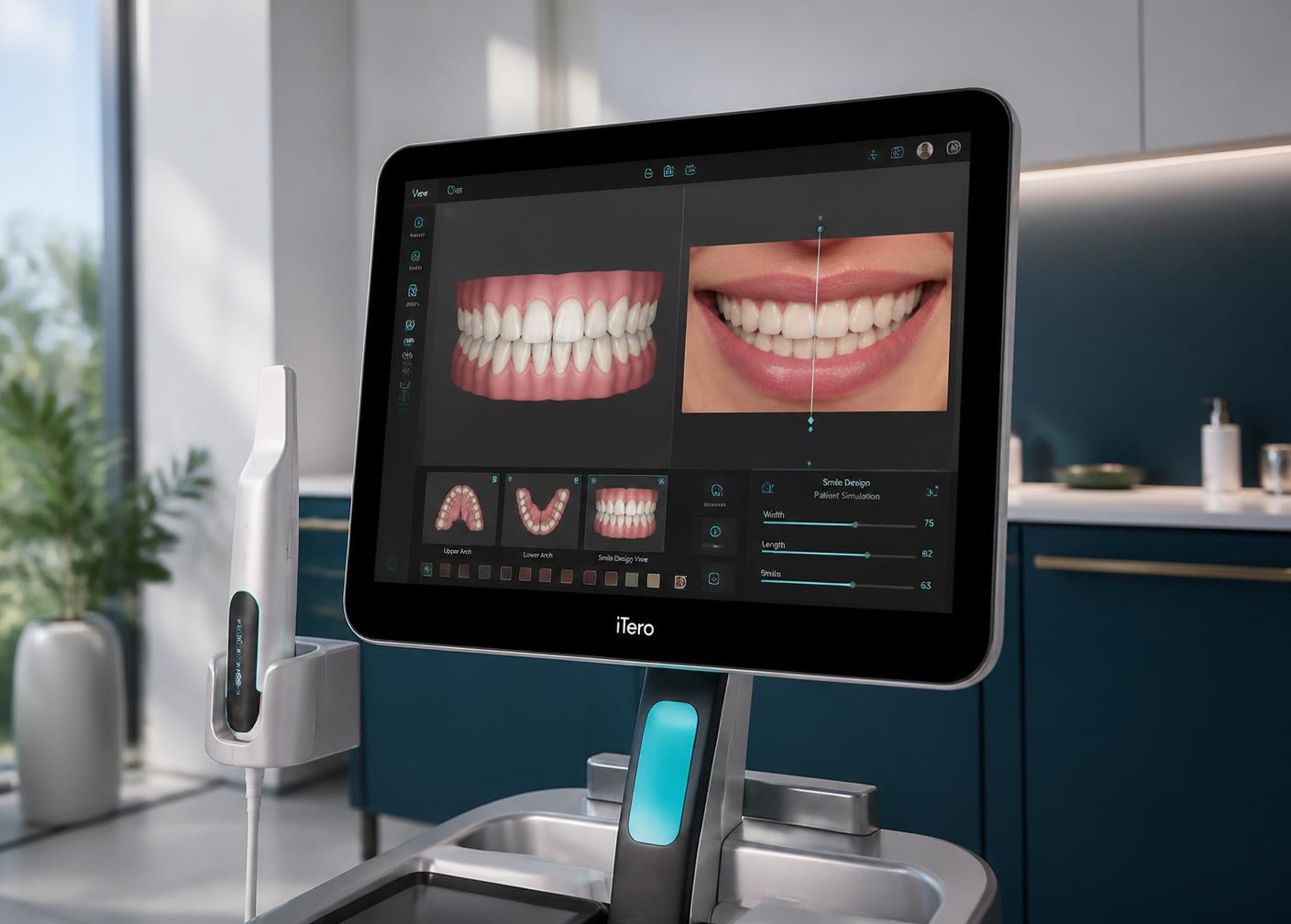 Digital smile design displayed on an intraoral scanner